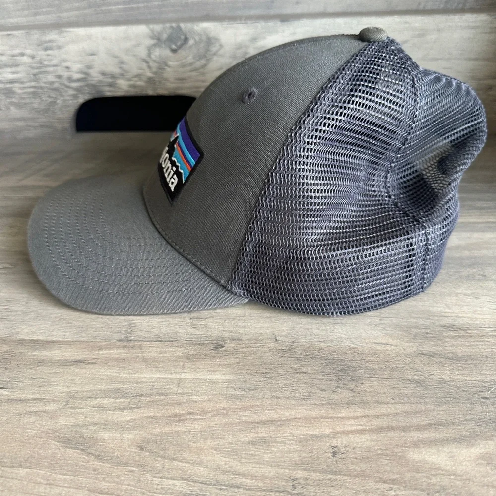 Patagonia Hat Cap Snap Back Brown Blue Mountains Logo Trucker Mesh Mens - Picture 3 of 7